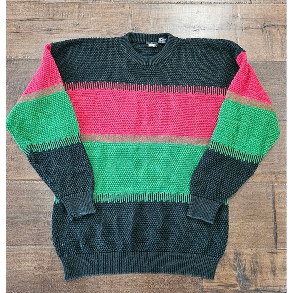 Red Line Other - VTG Coogi-style Cosby Sweater Men's XL Colorblock Popcorn Knit Cotton